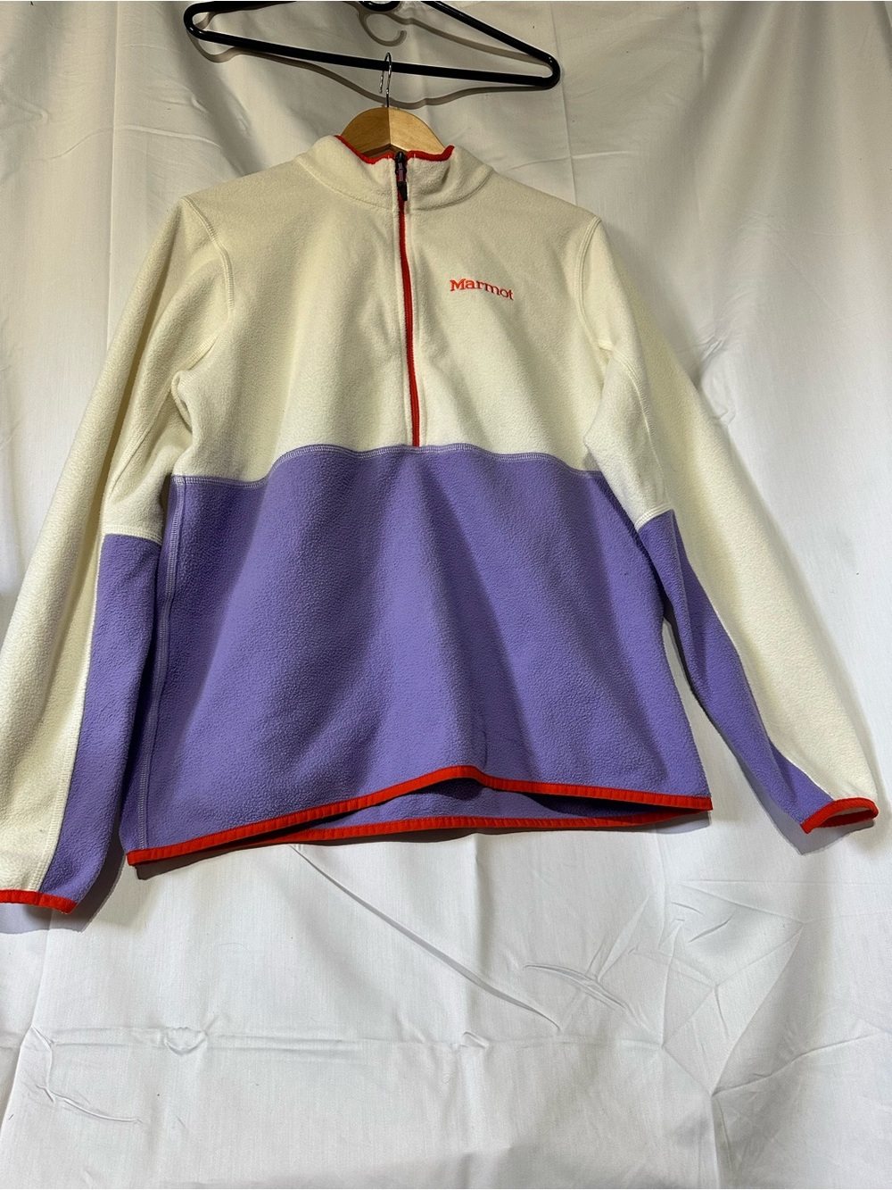 Marmot L Colorblock Fleece Jacket - Cream & Lavender hiking outdoors